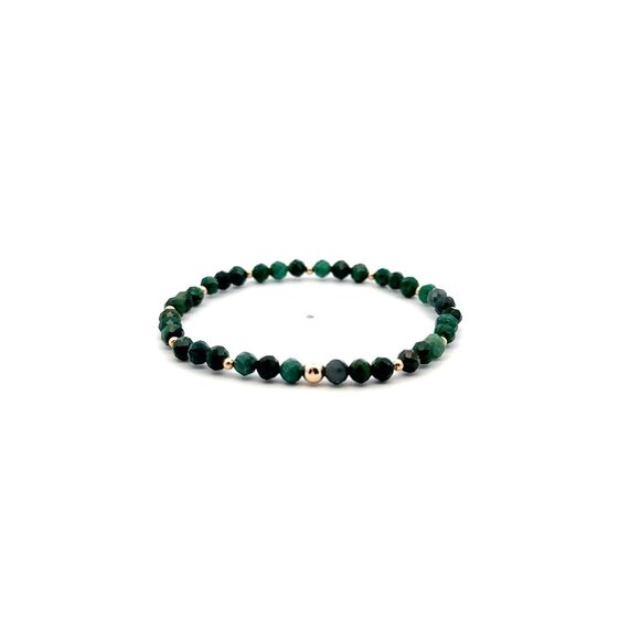 Natural Emerald Gemstones Mini 3.5mm 18K Yellow Gold Charm Bead May Birthstone - Picture 4 of 5